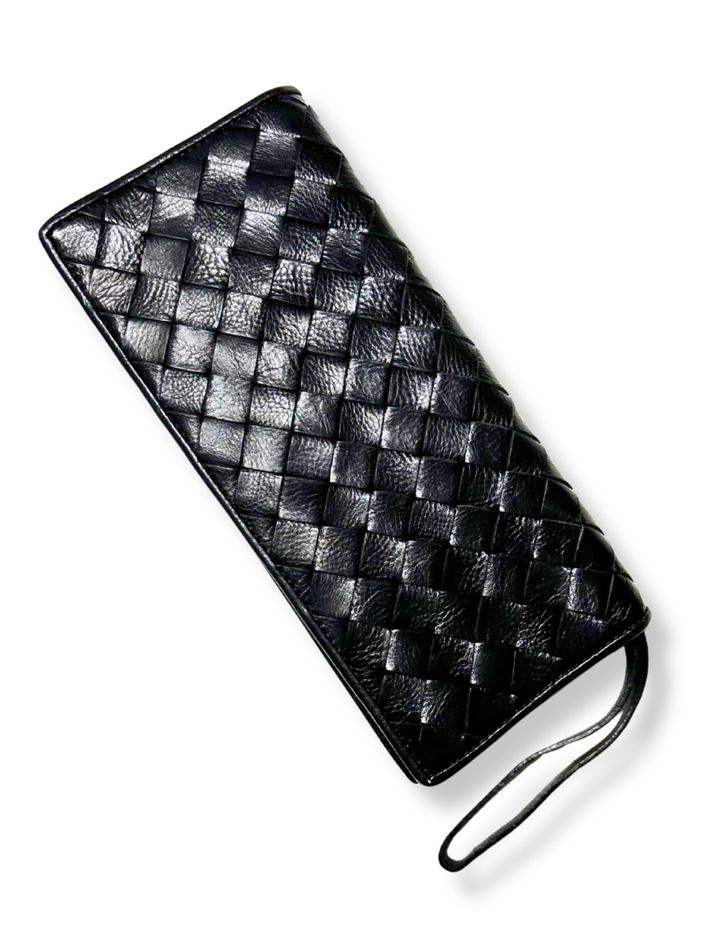 Wilsons Leather Pelle Studio Woven Black Leather Clutch Wristlet